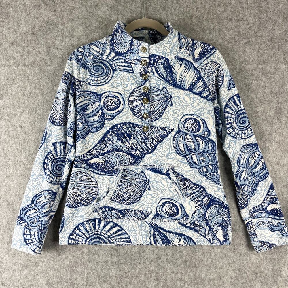 Lilly Pulitzer Blue and White Seashell Print Sweatshirt